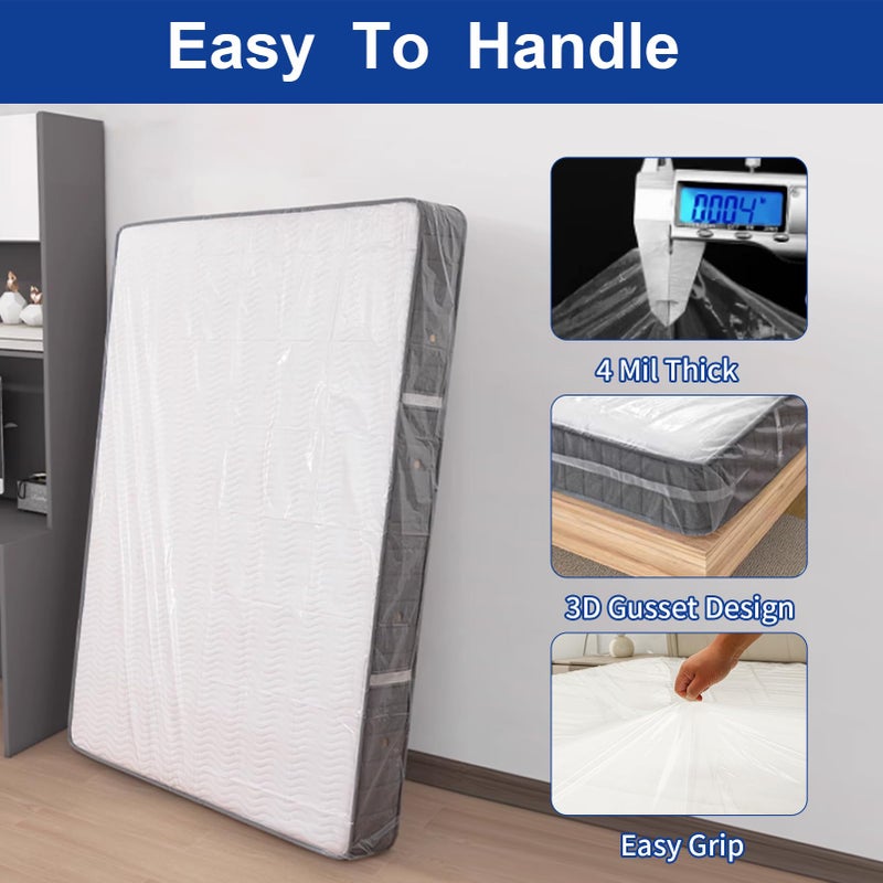 TopSoon Mattress Bag â€“ Clear Plastic Mattress Disposal Bag â€“ Moving & Storage Cover for Mattress or Box Spring â€“ Heavy-Duty Mattress Moving Supplies (4mil, King/Queen 78" x 14" x 100") - Image 5